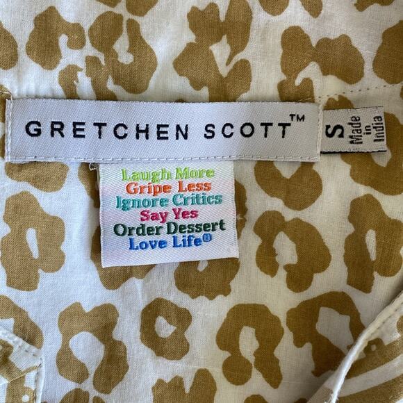 GRETCHEN SCOTT Tunic Womens Sz Small Tan Animal Print Safari Coastal Beach - Picture 8 of 9